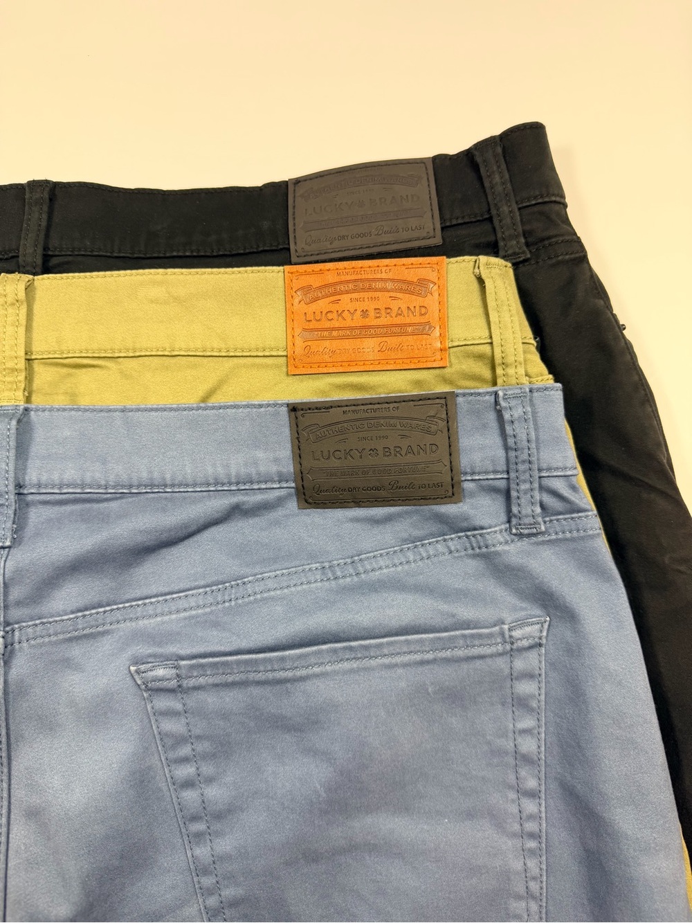 Lucky Brand Jeans Trio bundle in Black, Olive, Periwinkle 38x32 - Picture 3 of 3
